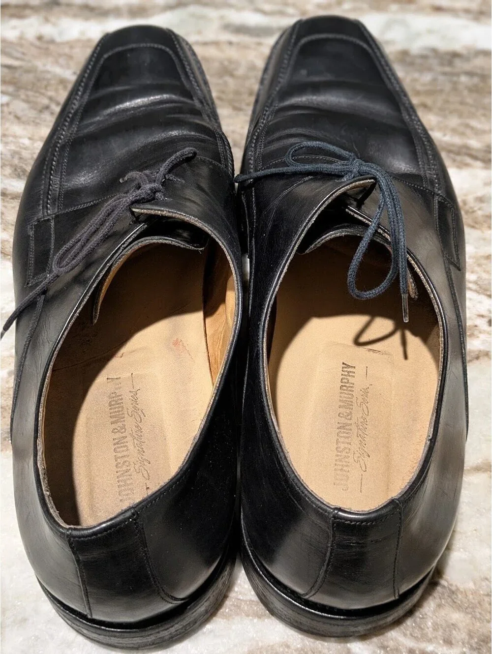 Johnston & Murphy Leather Oxfords Size 13M Nocturne Black Italy